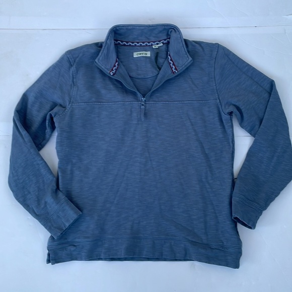 Orvis Blue Quarter-Zip Pullover with Pockets Medium - Picture 14 of 16